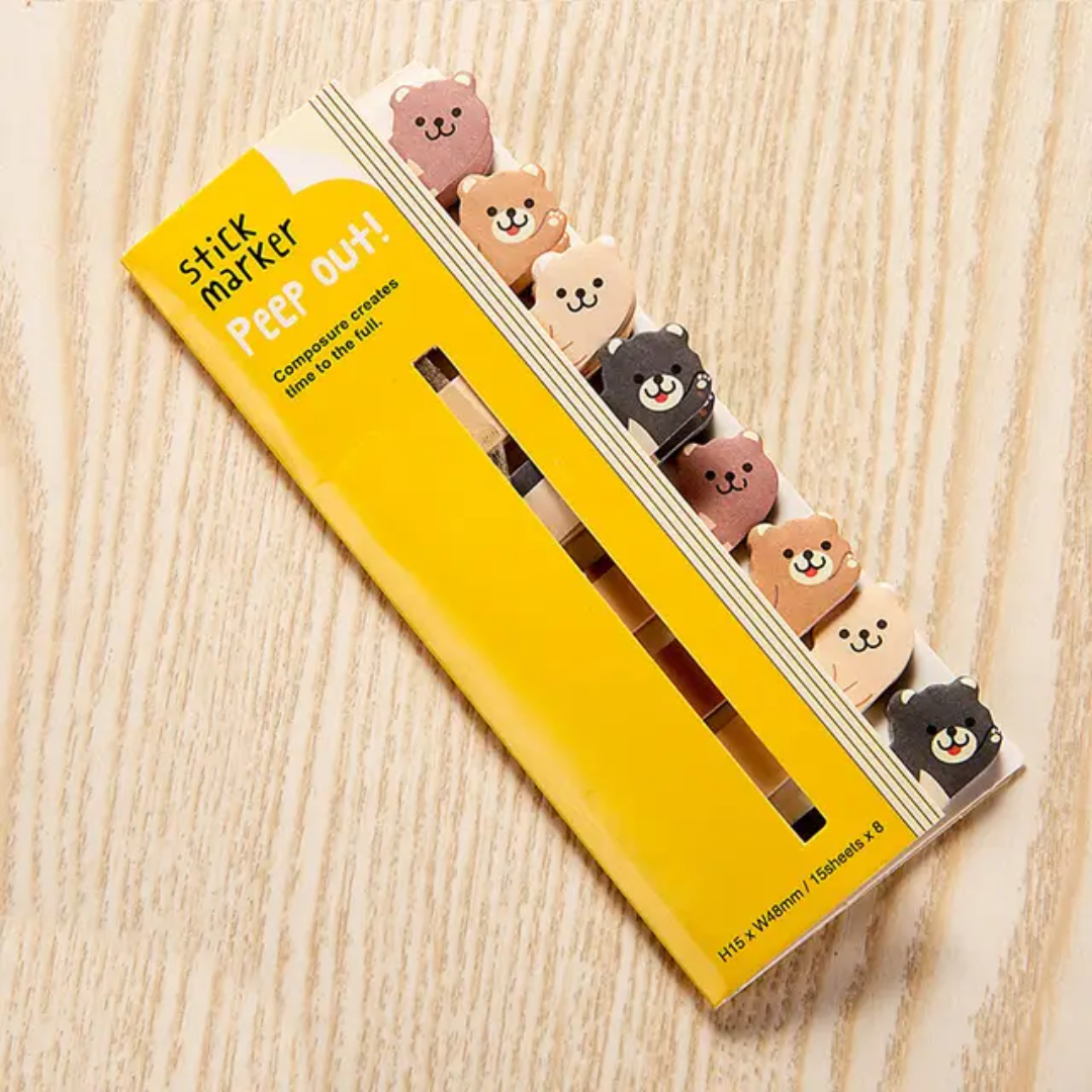 (COMING SOON) Sticky Page Markers, Adorable Animal – “Peep Out!” Series 🐾📚