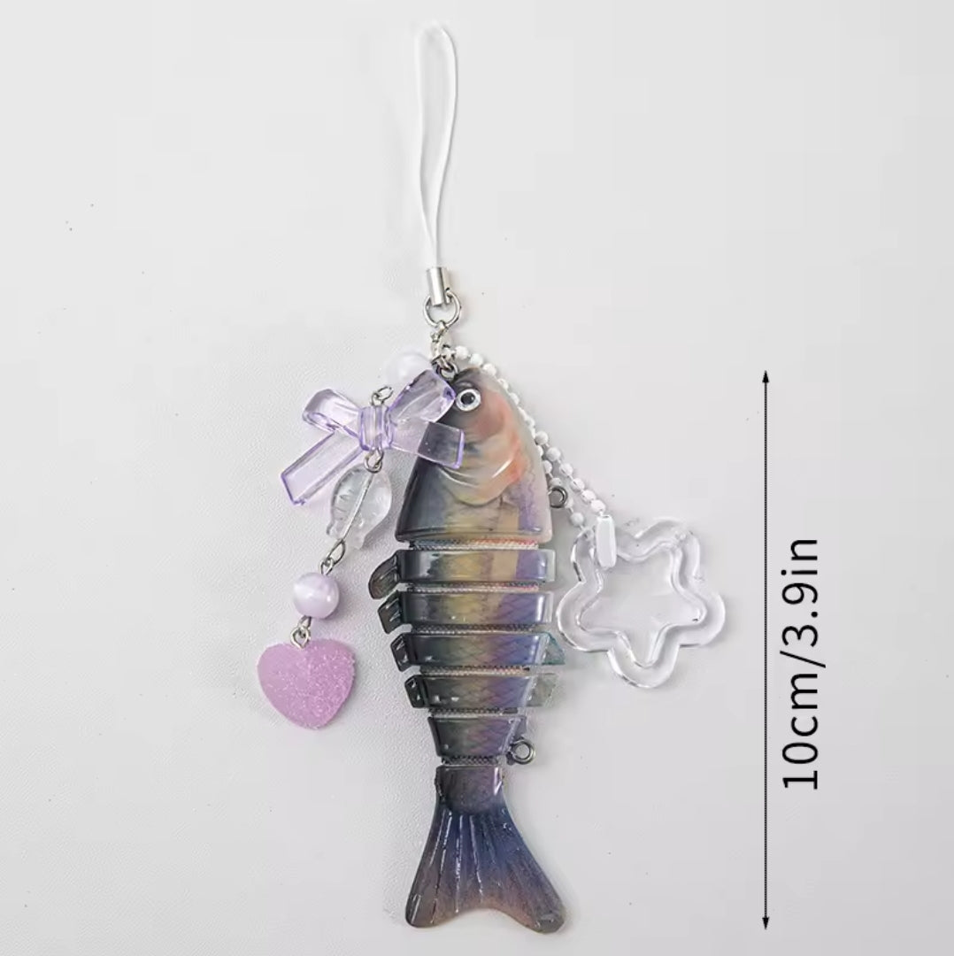Handmade Articulated Sardine Fish Keychain