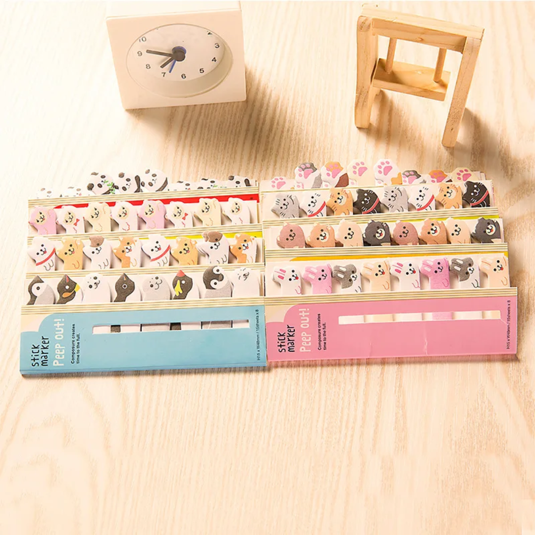 (COMING SOON) Sticky Page Markers, Adorable Animal – “Peep Out!” Series 🐾📚