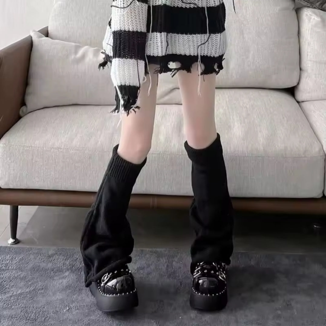 Knit Leg Warmers - Black