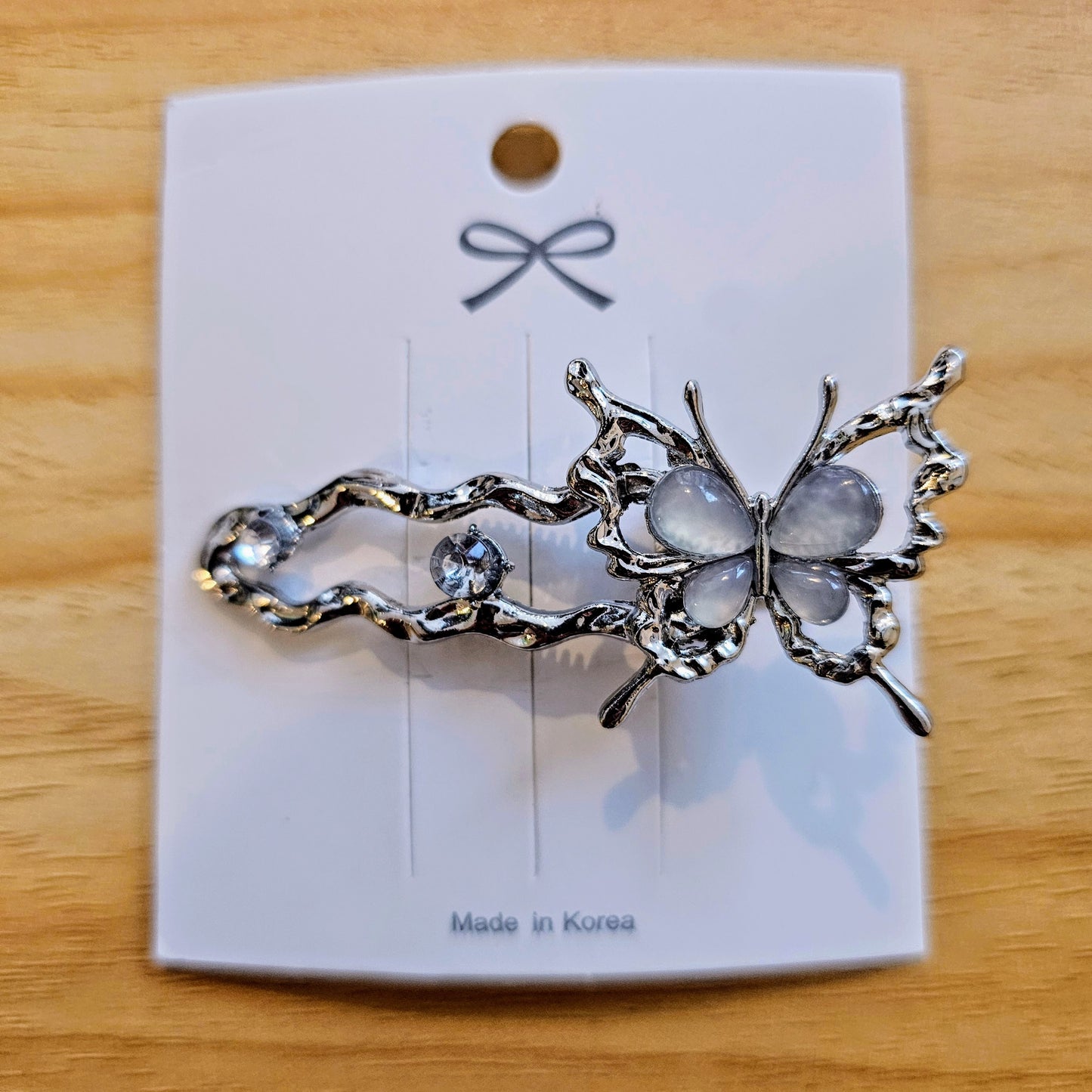 Hair Clip - White & Silver - Butterfly
