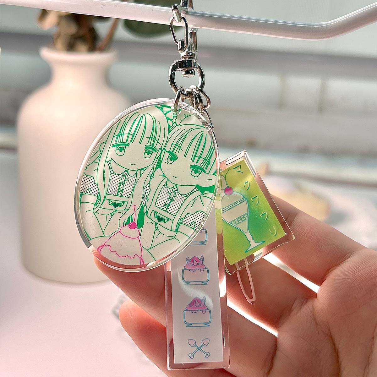 Cherry Twins Ice Cream Float Acrylic Keychain
