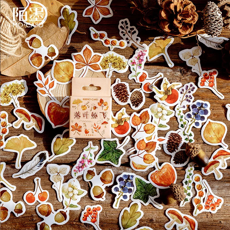 Feuilles mortes d'automne (boîte de 46 autocollants) - MO•CARD