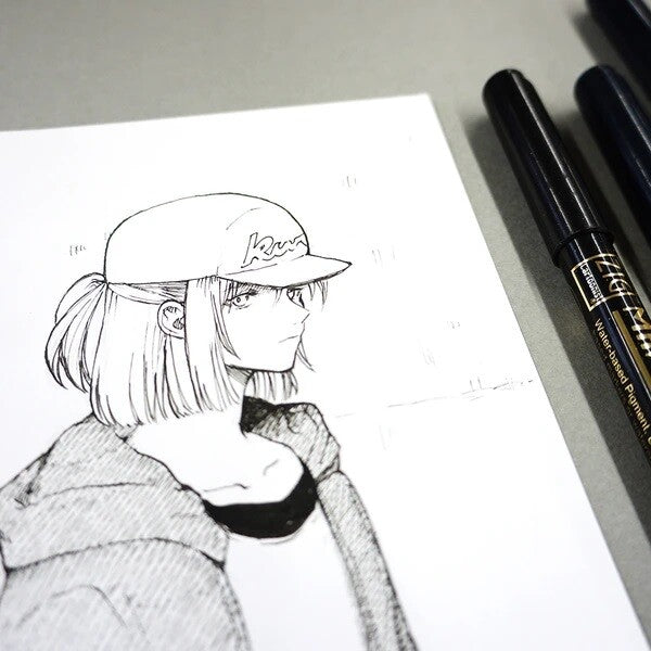 (NEW ARRIVAL) Kuretake ZIG Cartoonist Mangaka - Black- Set of 8