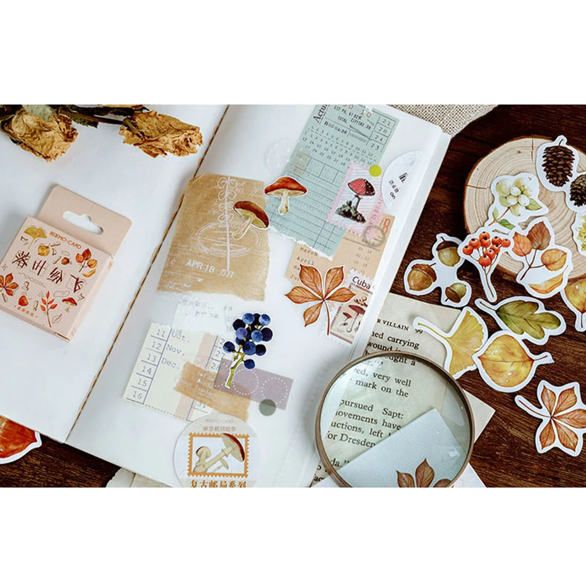 Feuilles mortes d'automne (boîte de 46 autocollants) - MO•CARD