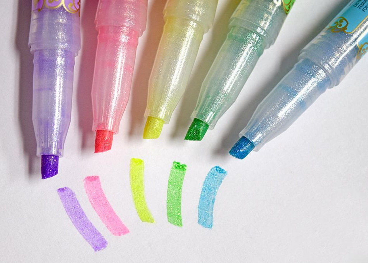 Zebra Kirarich Sparkle Glitter Highlighters Set of 5