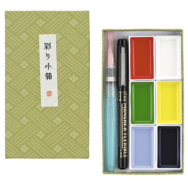 NEW! Kuretake - Gansai tambi - Travel Paint Set - 6 Colours