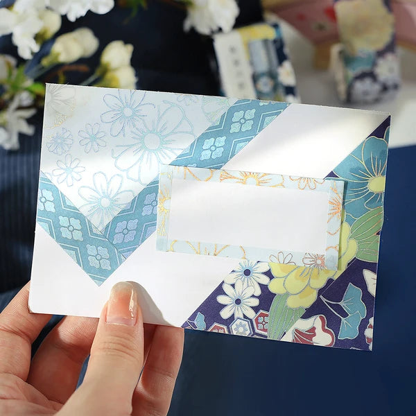 NEW! BGM Washi Tape - Japanese Kimono Gold Foil - Azure