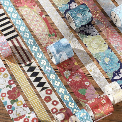 NEW! BGM Washi Tape - Japanese Kimono Gold Foil - Awai