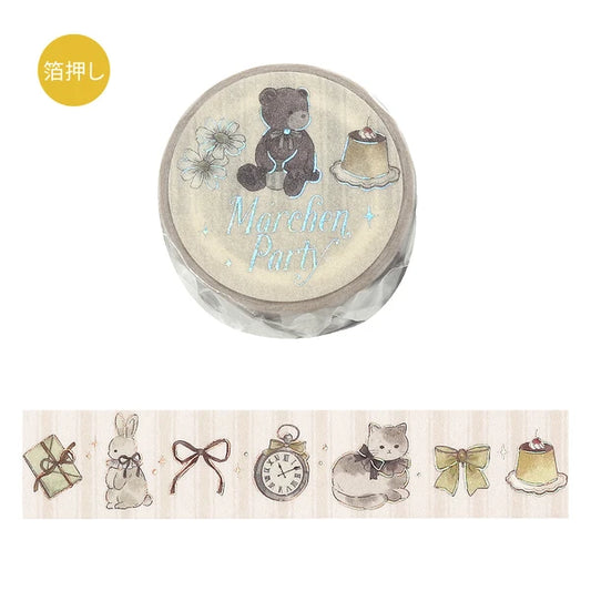 NEW! BGM Washi Tape - Marchen Party Holographic Foil - Milk Tea