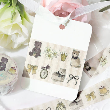 NEW! BGM Washi Tape - Marchen Party Holographic Foil - Milk Tea