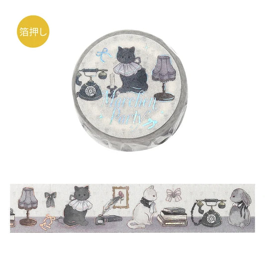 NEW! BGM Washi Tape - Marchen Party Holographic Foil - Silver Gray