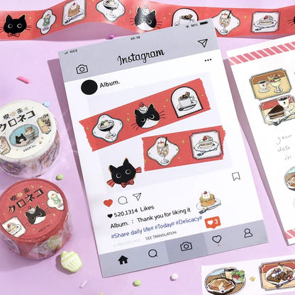 NEW! BGM Washi Tape - Black Cat Café - Frame