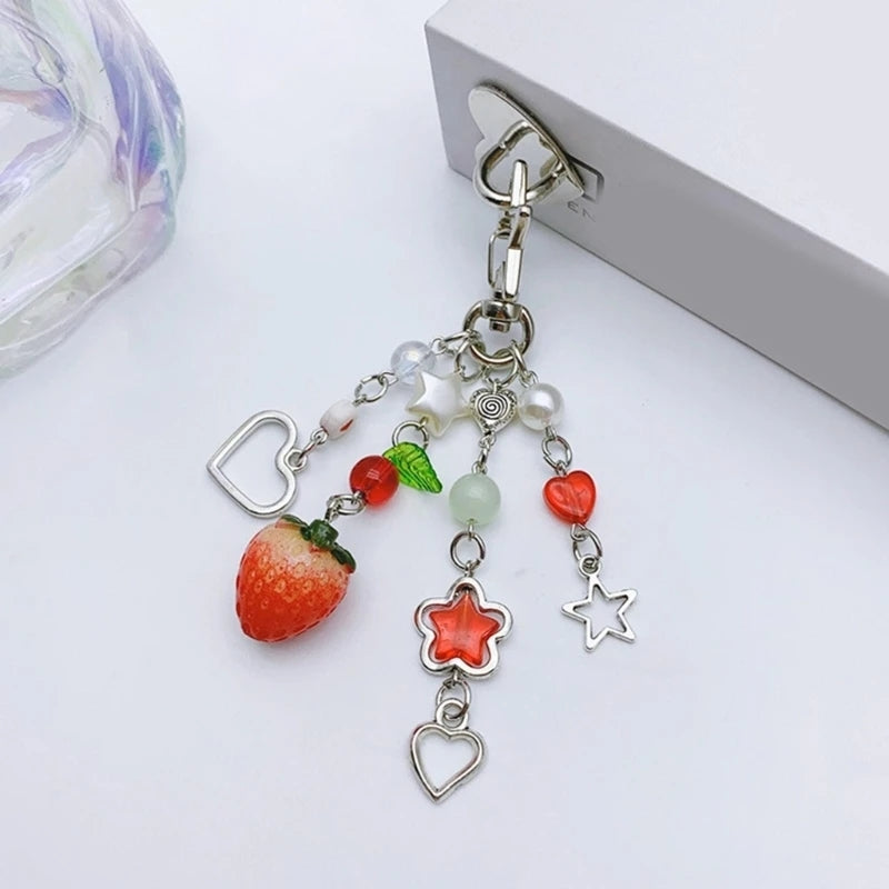 Keychain Strawberry Star Charm