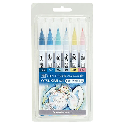NEW! Kuretake ZIG - Clean Color Real Brush - Otsukimi Set of 6