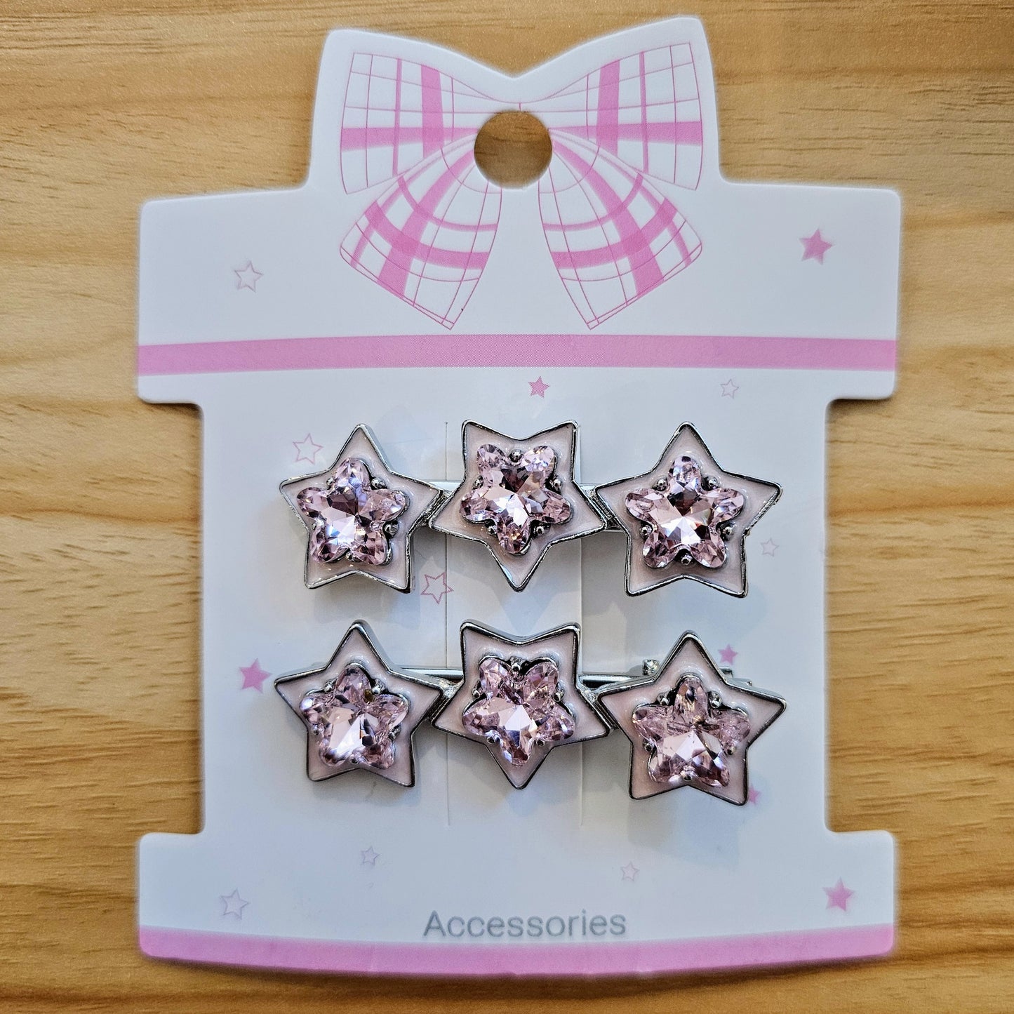 Pink Gem Star Hair Clips – Set of 2 ✨