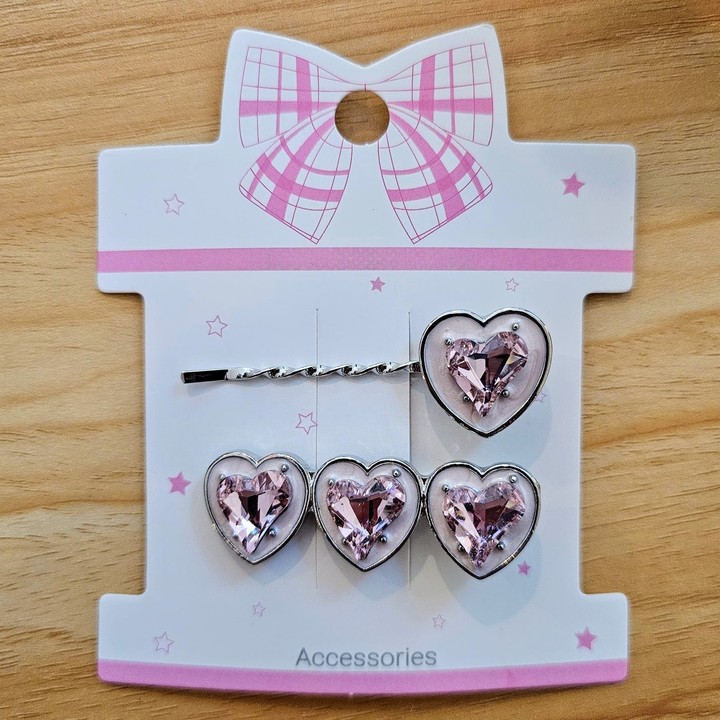 Pink Heart Gem Hair Clips – Set of 2 💖