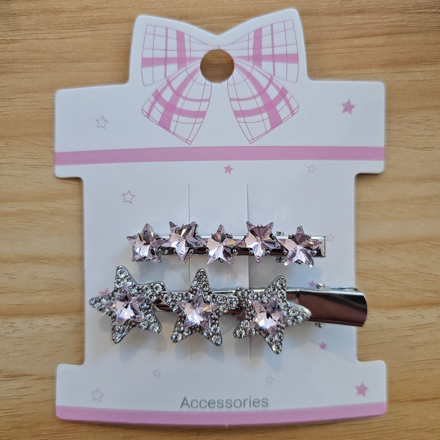 Shiny Pink Gem Star Hair Clips – Set of 2 🌟
