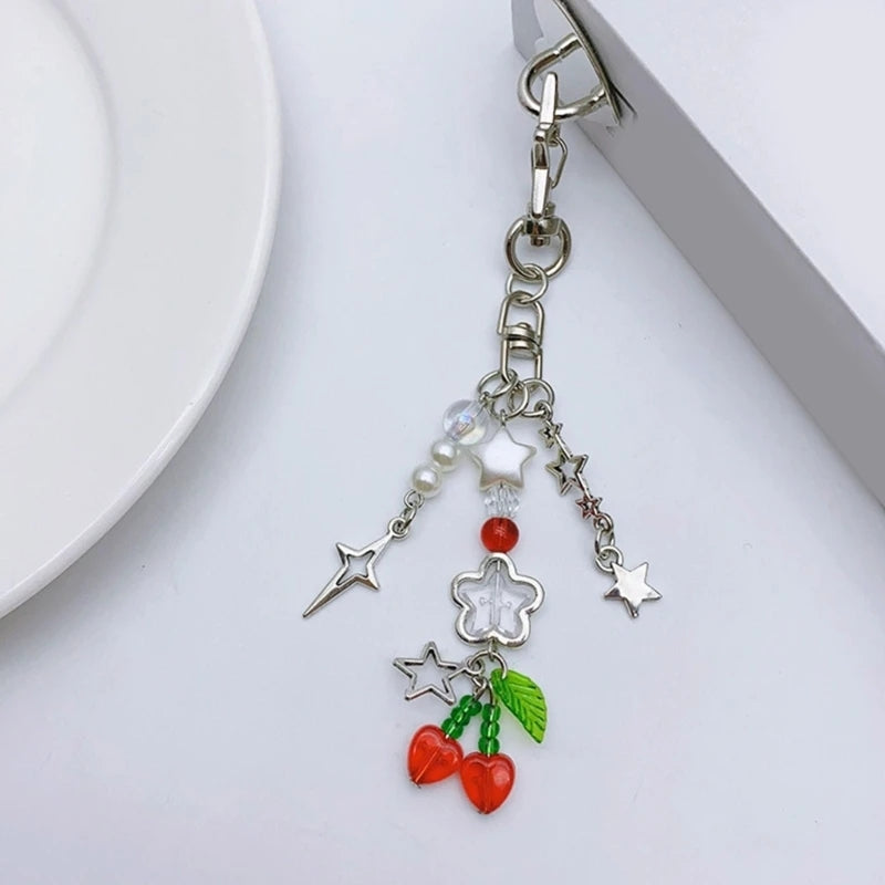 Keychain Strawberry Star Charm