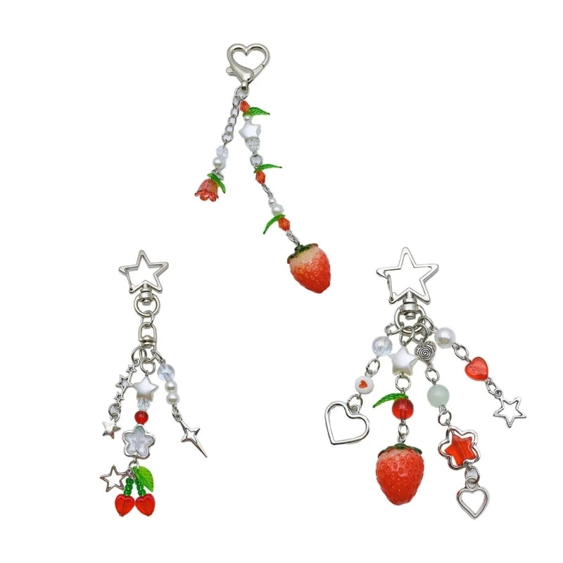 Keychain Strawberry Star Charm