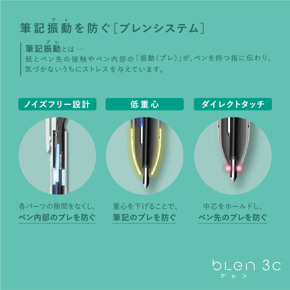 (COMING SOON) Zebra Blen 3C - Emulsion Ballpoint Pen - 0.5mm - Blue Green