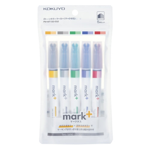 KOKUYO Mark + Feutres bicolores Série 2 - Lot de 5
