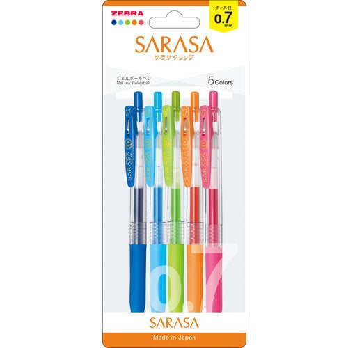 (COMING SOON) Zebra Sarasa Clip Gel Pen - 0.7mm - Set of 5