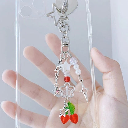 Keychain Strawberry Star Charm
