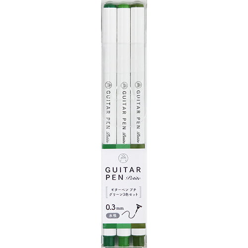 (NEW ARRIVAL) Teranishi Guitar Pen Petite - 0.3mm - Green - Set of 3