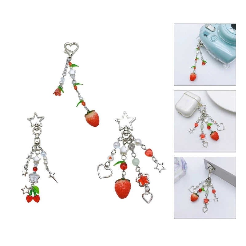 Keychain Strawberry Star Charm