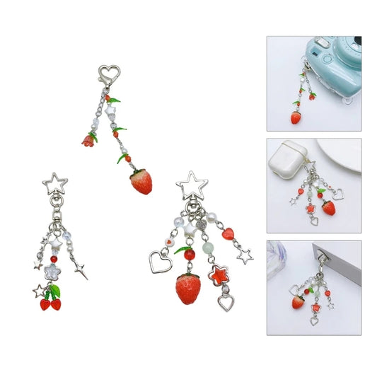 Keychain Strawberry Star Charm