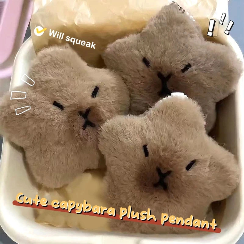 Capybara Star Plush Keychain – Cute Mini Soft Bag Charm | 6cm