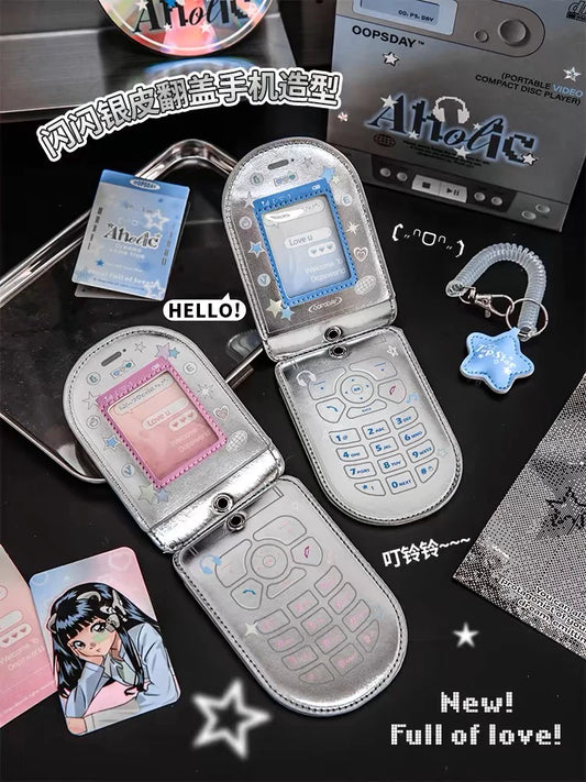 (NEW ARRIVAL) Photocard Holder Keychain - Retro Phone PU Leather Case