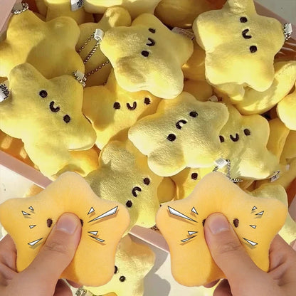 Star Squeaky Plush Keychain - Sunshine Yellow