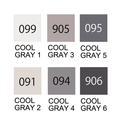 Kuretake ZIG Clean Color Real Brush Pen – Cool Gray 6-Color Set