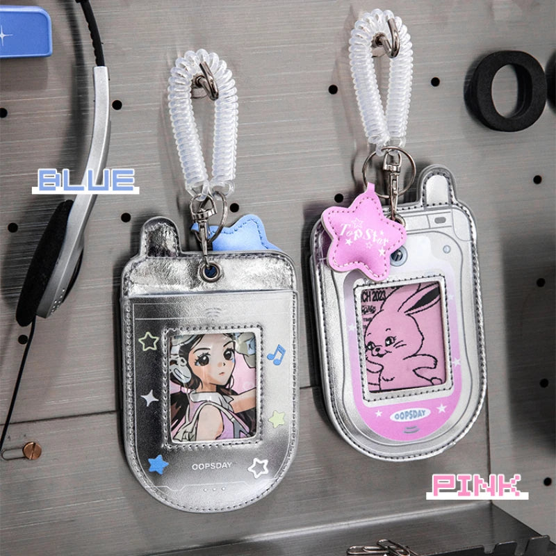 (NEW ARRIVAL) Photocard Holder Keychain - Retro Phone PU Leather Case