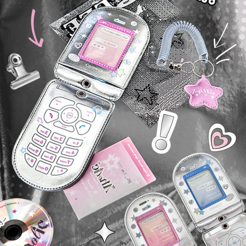 (NEW ARRIVAL) Photocard Holder Keychain - Retro Phone PU Leather Case