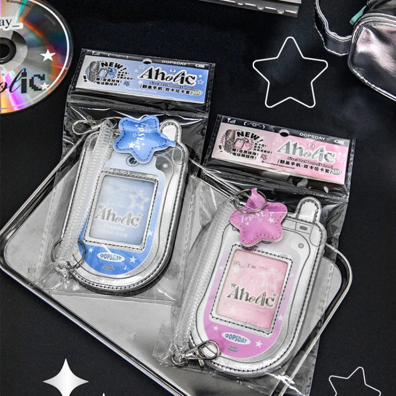 (NEW ARRIVAL) Photocard Holder Keychain - Retro Phone PU Leather Case