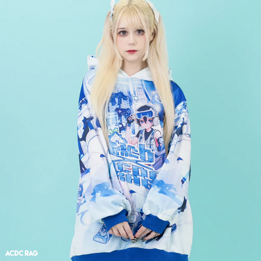 (NEW ARRIVAL) ACDC RAG × Peach ☆ Punch – Cyber Cat Hoodie