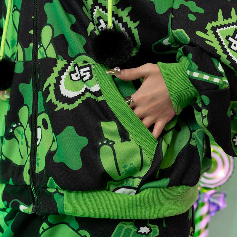 (NEW ARRIVAL) ACDC RAG × Gloomy × Sophie Powers - Jelly Zip Hoodie - Black & Green