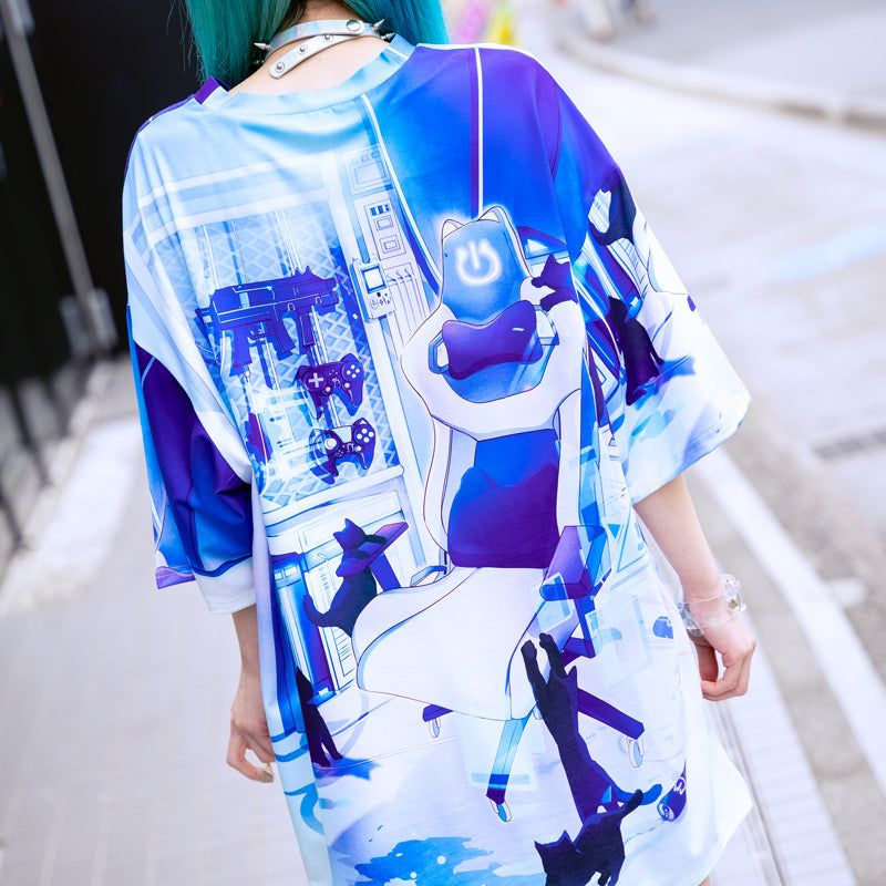(NEW ARRIVAL) ACDC RAG × Peach ☆ Punch – Cyber Cat Huge T-Shirt