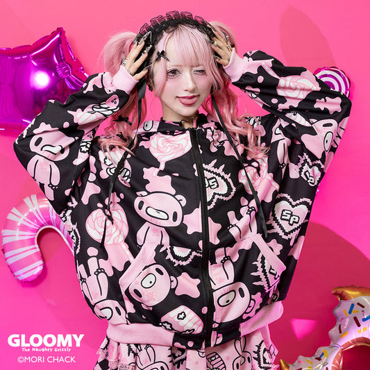 (NEW ARRIVAL) ACDC RAG × Gloomy × Sophie Powers - Cake Zip Hoodie Black & Pink