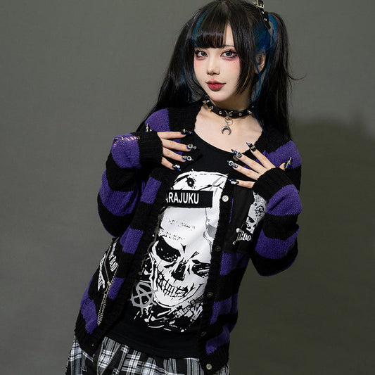(NEW ARRIVAL) ACDC RAG – Border Cardigan – Black/Purple Edition