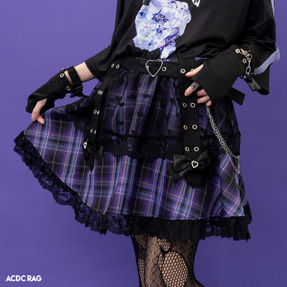 ACDC RAG Love Punk Mini Skirt - Black/Purple Edition