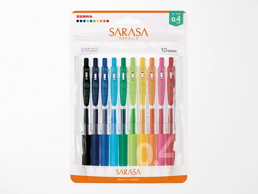 Zebra Sarasa Clip Gel Pen Set – 0.4mm – 10 Color Set N