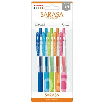 Zebra Sarasa Clip Gel Pen Set – 0.5mm – 5 Color Set N