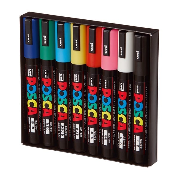 NEW! Uni POSCA Acrylic Paint Marker PC-5M Medium Set of 8 Colors