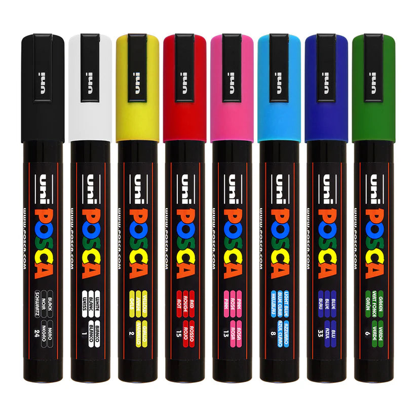 NEW! Uni POSCA Acrylic Paint Marker PC-5M Medium Set of 8 Colors