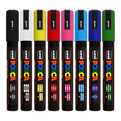 NEW! Uni POSCA Acrylic Paint Marker PC-5M Medium Set of 8 Colors