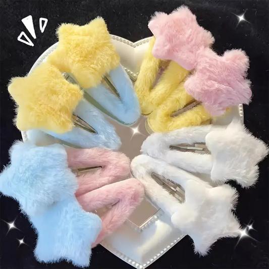 Hair Clip - Fluffy Star - Cotton Candy